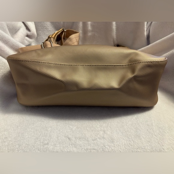 LONGCHAMP Gold Textured Top Zip Travel Tote Bag Purse - Picture 7 of 16